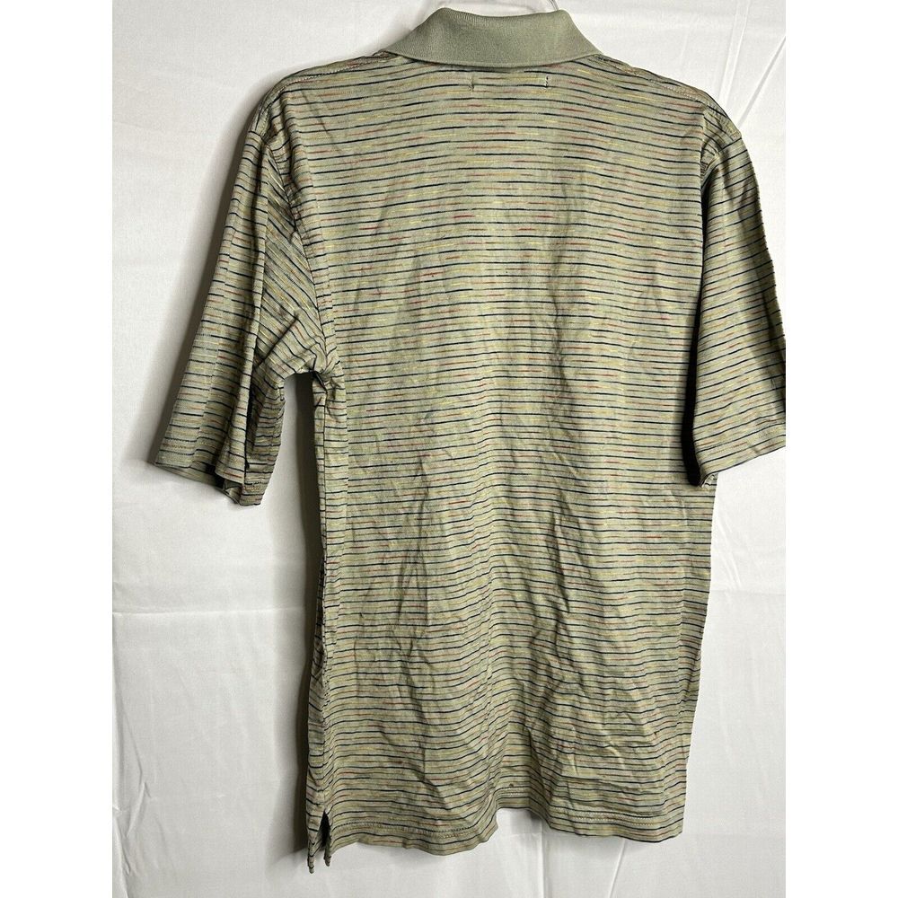 Northern Isles‎ Double Mercerized 1/2 Sleeve Golf Polo Shirt Mens M Tan Stripe - Picture 5 of 5